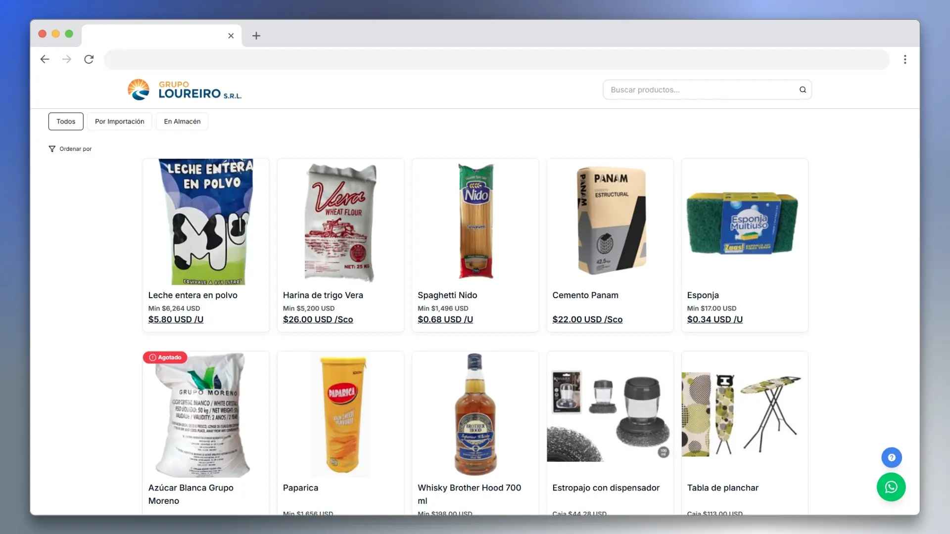 Catálogo de productos
