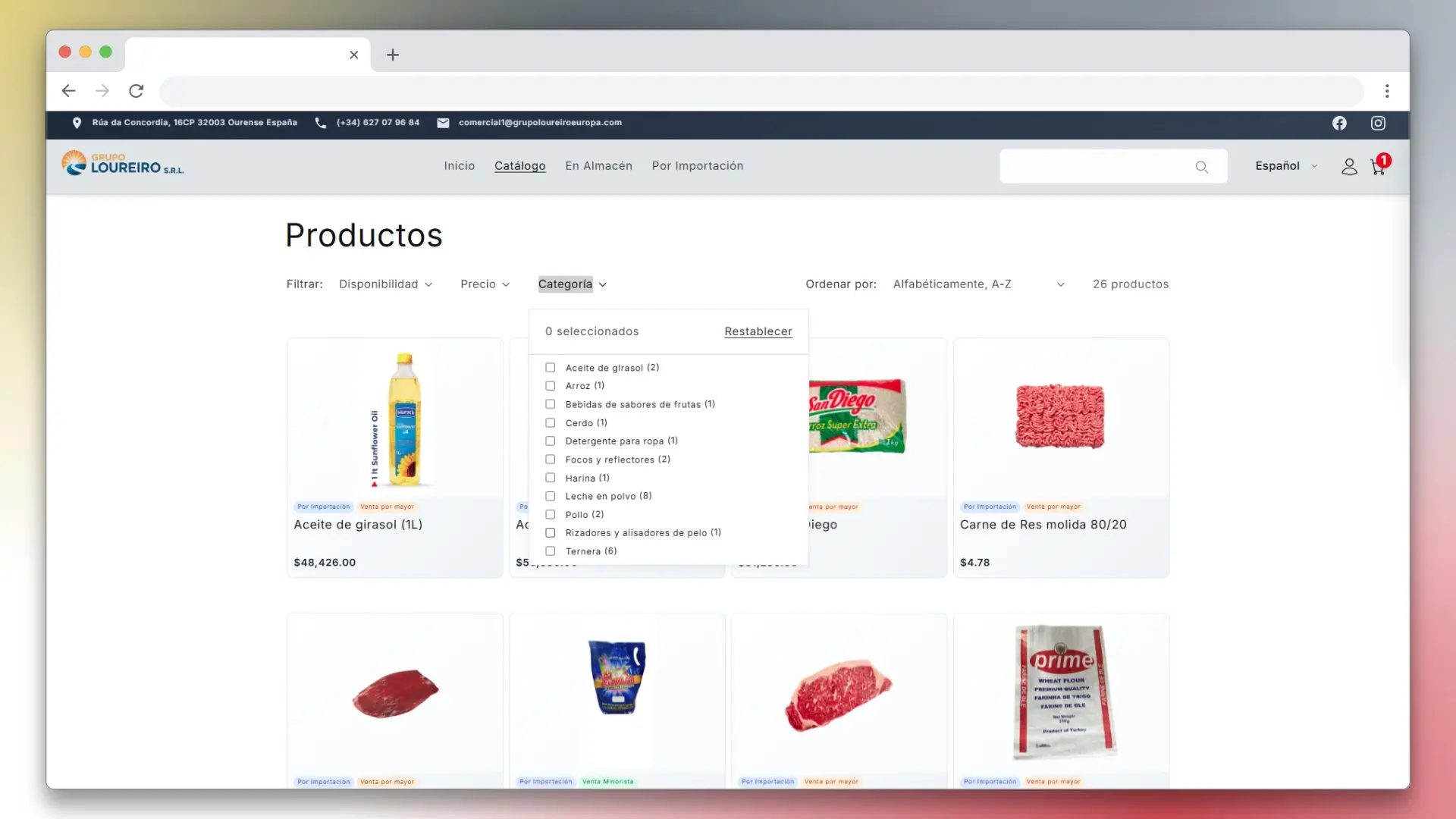 Ecommerce integrado con Shopify